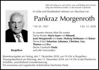 Anzeige von Pankraz Morgenroth von MGO