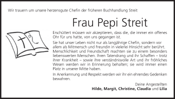 Anzeige von Pepi Streit von MGO