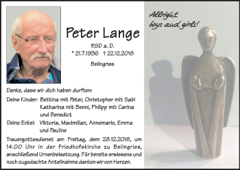 Anzeige von Peter Lange von MGO