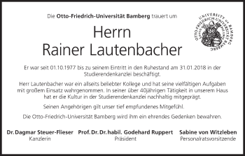 Anzeige von Rainer Lautenbacher von MGO