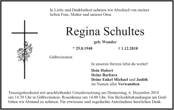 Anzeige von Regina Schultes von MGO