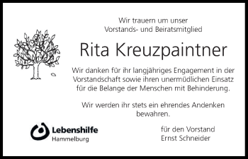 Anzeige von Rita Kreuzpaintner von MGO