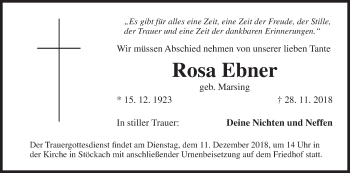 Anzeige von Rosa Ebner von MGO