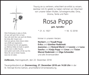 Anzeige von Rosa Popp von MGO