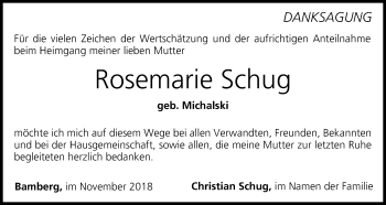 Anzeige von Rosemarie Schug von MGO