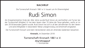 Anzeige von Rudi Simon von MGO