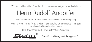 Anzeige von Rudolf Andorfer von MGO