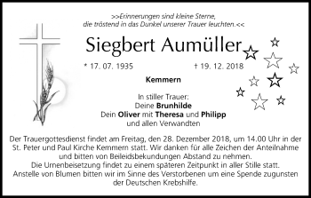 Anzeige von Siegbert Aumüller von MGO