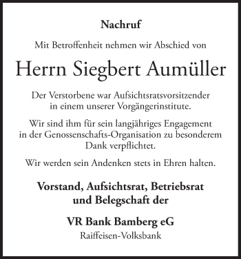 Anzeige von Siegbert Aumüller von MGO