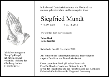 Anzeige von Siegfried Mundt von MGO