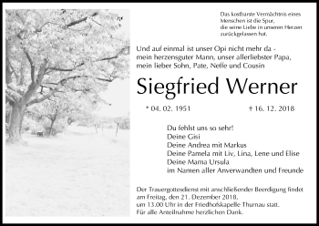 Anzeige von Siegfried Werner von MGO
