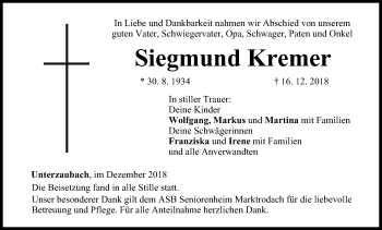 Anzeige von Siegmund Kremer von MGO