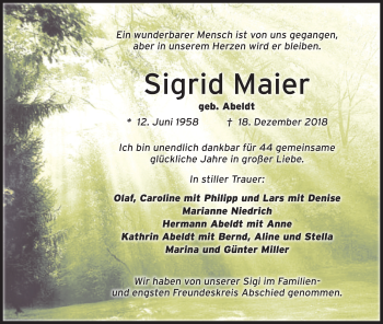 Anzeige von Sigrid Maier von MGO