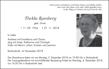 Anzeige von Thekla Rumberg von MGO