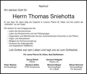 Anzeige von Thomas Sniehotta von MGO
