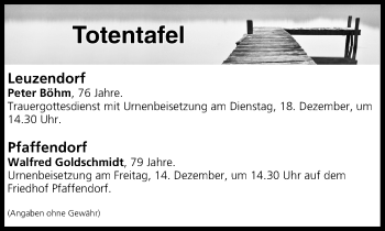 Anzeige von Totentafel vom 14.12.2018 von MGO
