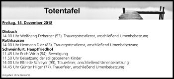 Anzeige von Totentafel vom 14.12.2018 von MGO