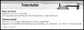 Anzeige von Totentafel vom 14.12.2018 von MGO