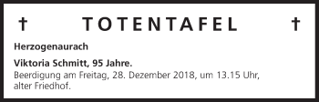 Anzeige von Totentafel vom 21.12.2018 von MGO