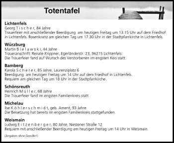 Anzeige von Totentafel vom 28.12.2018 von MGO