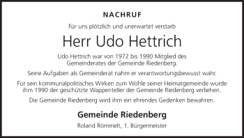 Anzeige von Udo Hettrich von MGO