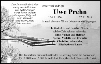 Anzeige von Uwe Prehn von MGO