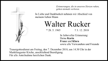 Anzeige von Walter Rucker von MGO