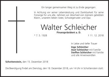 Anzeige von Walter Schleicher von MGO