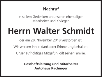 Anzeige von Walter Schmidt von MGO