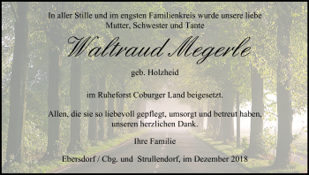 Anzeige von Waltraud Megerle von MGO