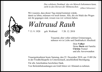 Anzeige von Waltraud Rauh von MGO