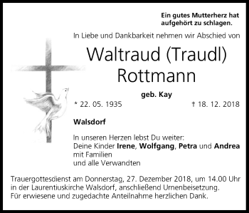 Anzeige von Waltraud Rottmann von MGO
