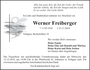 Anzeige von Werner Freiberger von MGO