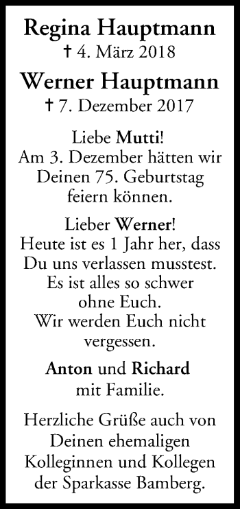 Anzeige von Werner Hauptmann von MGO