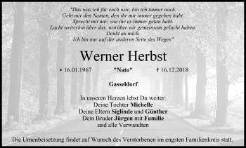 Anzeige von Werner Herbst von MGO