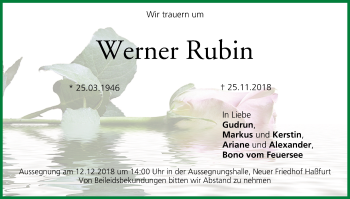 Anzeige von Werner Rubin von MGO