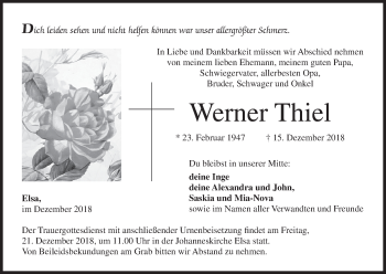 Anzeige von Werner Thiel von MGO