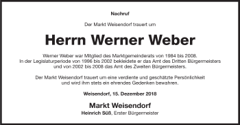 Anzeige von Werner Weber von MGO