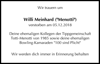 Anzeige von Willi Meinhard von MGO