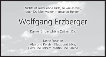 Anzeige von Wolfgang Erzberger von MGO