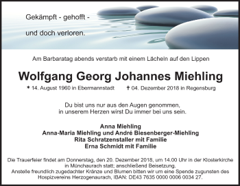 Anzeige von Wolfgang Georg Johannes Miehling von MGO