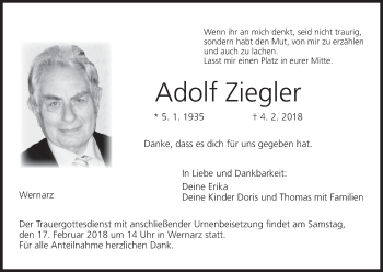 Anzeige von Adolf Ziegler von MGO