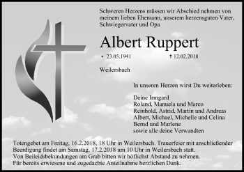 Anzeige von Albert Ruppert von MGO