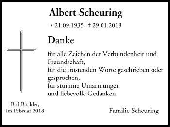Anzeige von Albert Scheuring von MGO