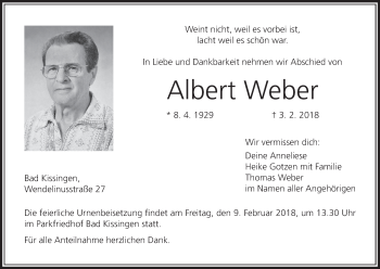 Anzeige von Albert Weber von MGO