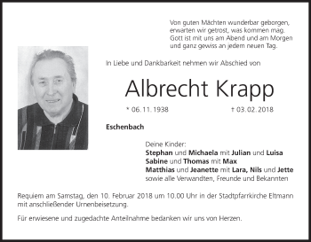 Anzeige von Albrecht Krapp von MGO