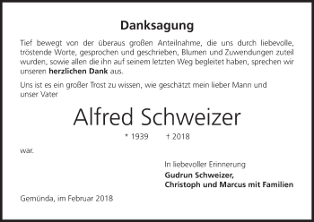 Anzeige von Alfred Schweizer von MGO