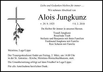 Anzeige von Alois Jungkunz von MGO