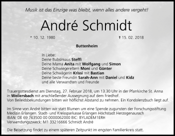 Anzeige von André Schmidt von MGO