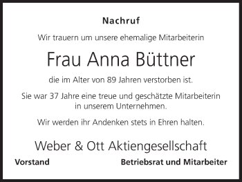 Anzeige von Anna Büttner von MGO